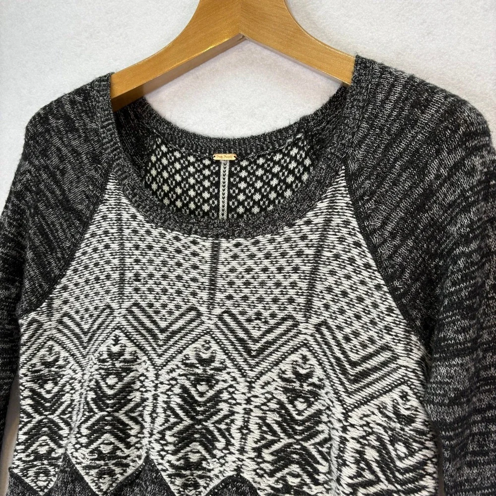 Free People‎ Black Avalanche Swit Knit Tunic Sweater Womens XS/S Boho Wool Blend